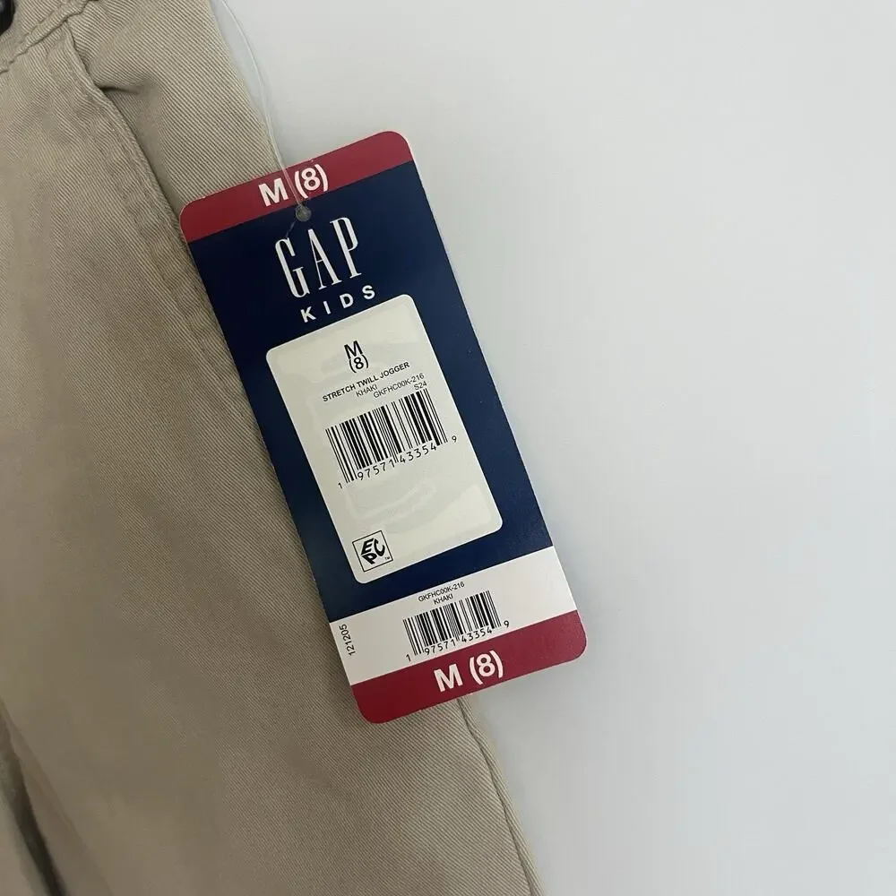 GAP Kids Boys Stretch Twill Jogger Pants Bottom, Khaki, Medium‎ (8)